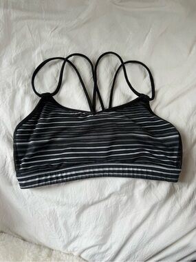 Lululemon Black & Gray Striped Sports Bra